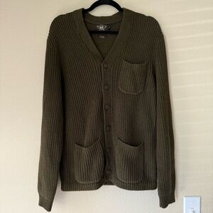 Ralph Lauren double RL Men's linen Cotten  Cardigan Sweater